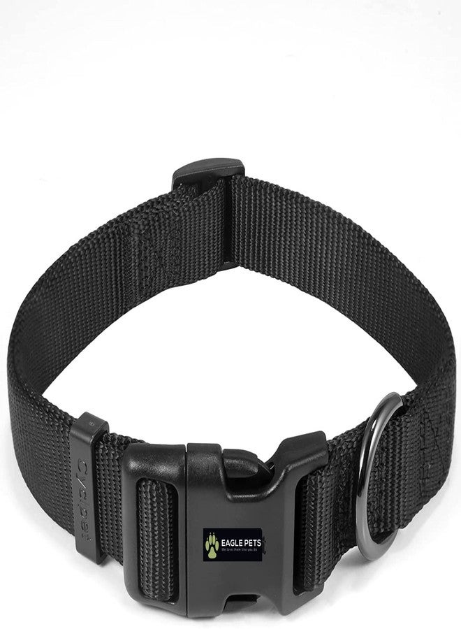 Eagle Pets Dog Collar, Adjustable Nylon Collar For Small Medium And Large Dogs, Quick Release And Breathable Collar For Puppies (Large, Black) - 33 X 1.3 Cm - Image 1